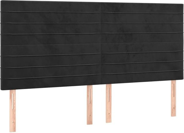 vidaXL LED Kopfteil in Schwarz aus Samt mit USB-Ladeport und integrierter Beleuchtung, B/T/H: 180 x 5 x 128 cm - Bild 1