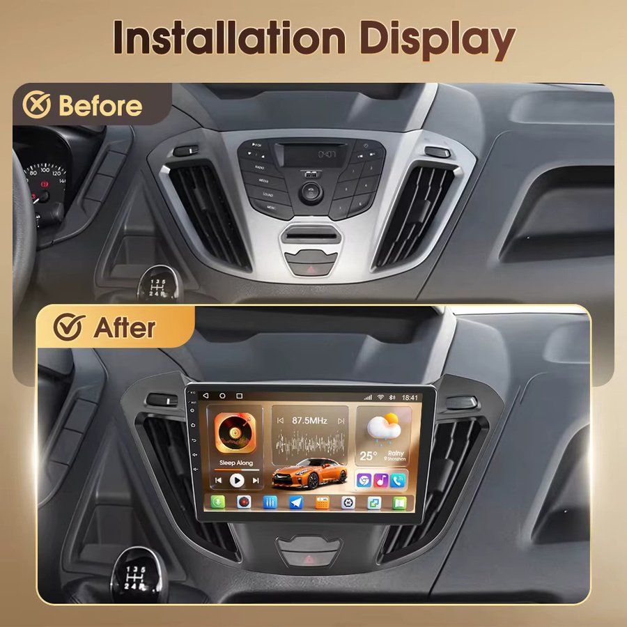 Podofo 9-Zoll Android Autoradio für Ford Transit 2017 und Tourneo mit 8-Kern Prozessor, 8+128GB Speicher, 4G, WIFI, GPS, CarPlay und Android Auto, Schwarz - Bild 2