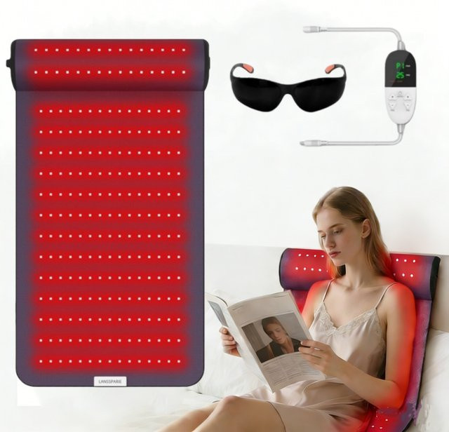 VamsLuna Rotlichttherapie-Matte mit Nackenstütze, Schwarz, Rot - Bild 1