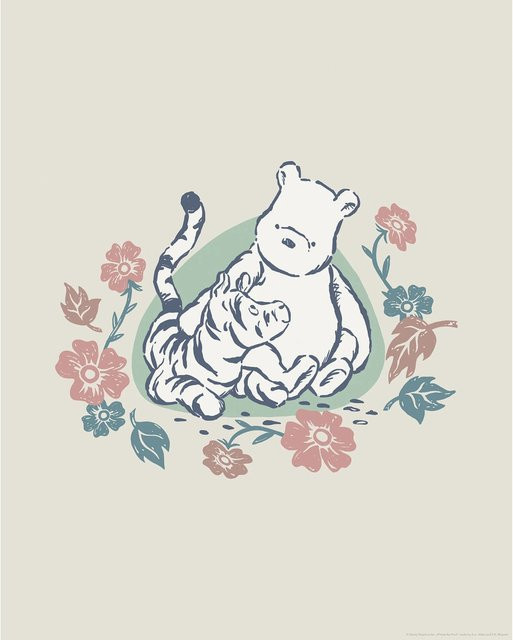Komar Wandbild Disney Winnie the Pooh Flowers and Friends Paper Poster, Beige/Multicolour, Breite: 40 cm, Höhe: 50 cm - Bild 1
