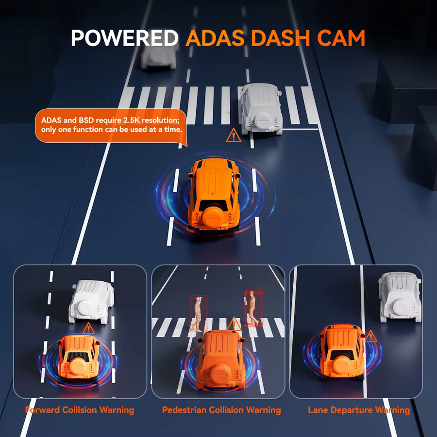 WOLFBOX M40 Dashcam mit 4K UHD Front- und Heckkamera, Sprachsteuerung, ADAS, 5GHz WLAN und GPS, Schwarz - Bild 4