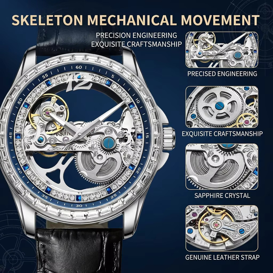 CAROTIF Armbanduhr, Automatik, Leder, Silber, Herren - Bild 4