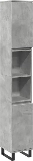 vidaXL Badschrank in Betongrau im industriellen Stil mit Türen und offenen Regalen, B/T/H: 30 x 30 x 190 cm - Bild 1