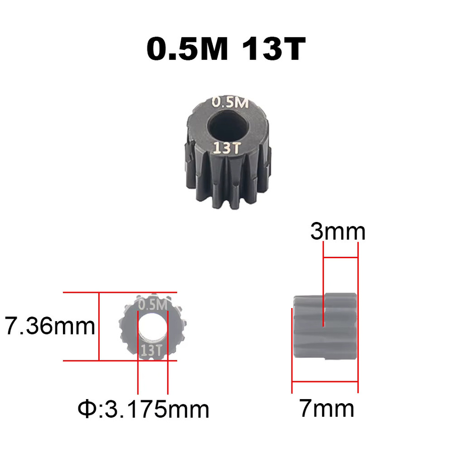 PYFORE M0.5 Motorgetriebe Ritzel, 3,175 mm, 13T - 27T, Zubehör - Bild 2