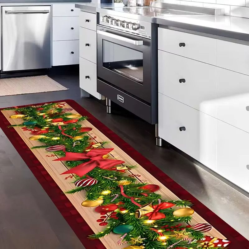 VIKAMA Weihnachtsteppich im Plaid-Design für Wohnzimmer, Esszimmer und Eingangsbereich im Landhausstil - Bild 3