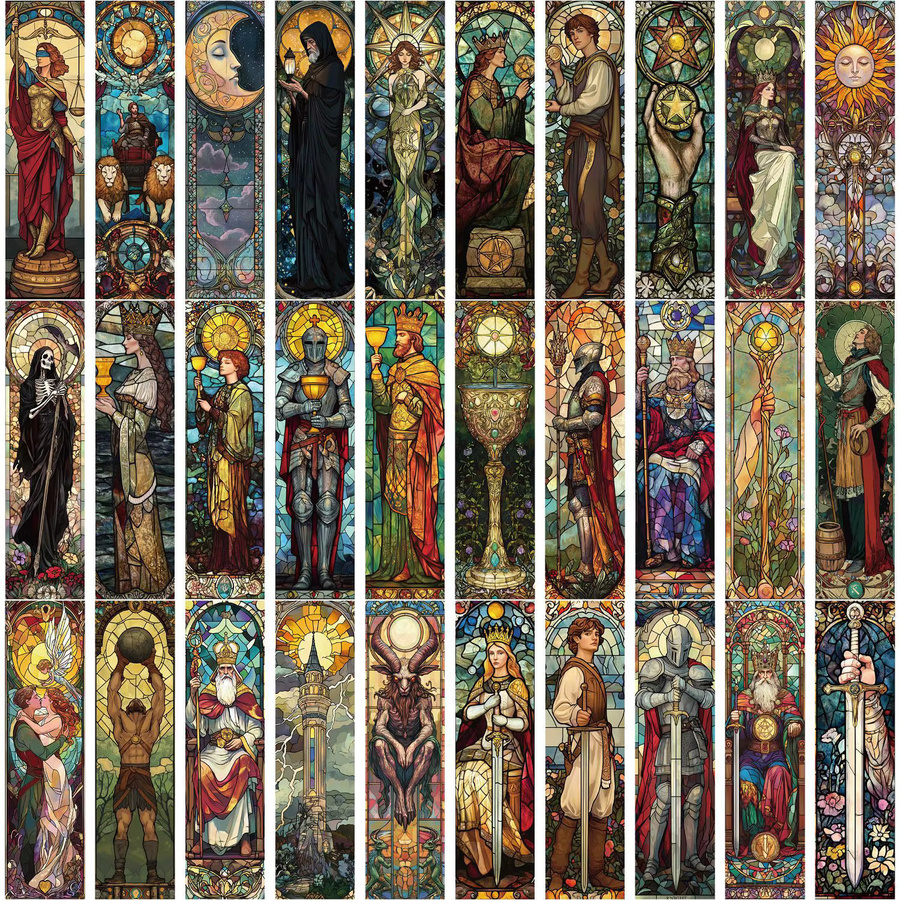 30 Stück Buntglas-Tarot-Lesezeichen in Multicolour für kreatives DIY und ästhetisches Lesen - Bild 1