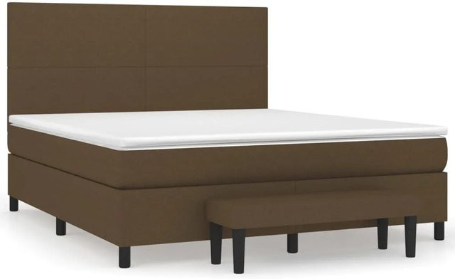 vidaXL Boxspringbett Hybrid mit Matratze und Kopfteil Dunkelbraun B/T/H: 180 x 200 cm - Bild 1