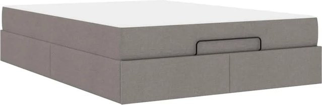 vidaXL Bettgestell mit Matratze in Taupe, modernes Polsterbett mit Schubladen aus Stoff und Holz, B/T/H: 140 x 190 x 43,5 cm - Bild 1