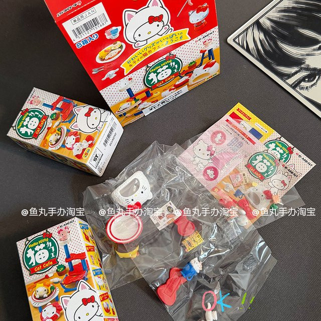 RE-MENT Hello Kitty Katzencafé Blind Box, Miniatur-Actionfiguren, Puppen-Modell - Bild 1