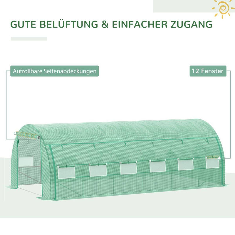 Outsunny Gewächshaus aus Metall und Kunststoff in Grün, B/H/L: 300 x 200 x 590 cm - Bild 2