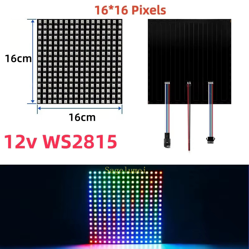 SAGE LU MEI WS2815 RGBIC LED Matrix Panel Lichtstreifen für individuelle Adressierung, Multicolour, DC5V/12V - Bild 4