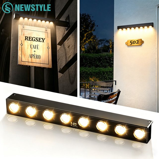 Solarbetriebene LED Zaunleuchten für den Außenbereich, IP65 wasserdichte Wandlampe in Schwarz für Garten, Terrasse und Einfahrt - Bild 1