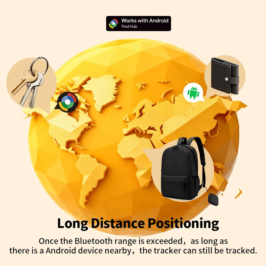 Smart Tag Standort-Tracker für Android und Google Find My Device, Schlüsselfinder mit GPS-Positionierung, Farbe: Schwarz - Bild 6