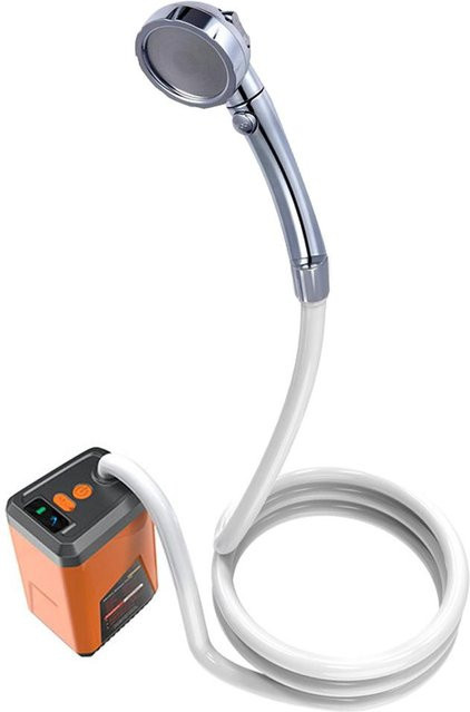 Tragbare elektrische Campingdusche von Igeteck in Orange mit 3 Sprühmodi und Akkubetrieb - Bild 1