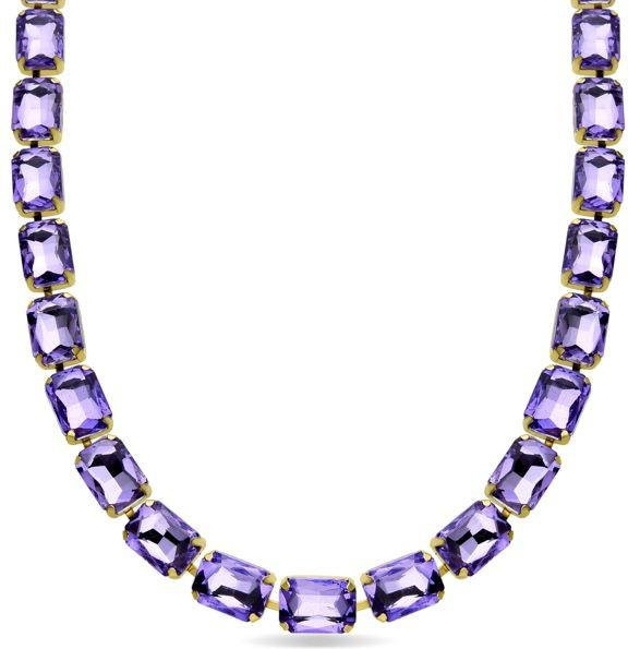 Luxenter Kette, lila Kristall, 18 Karat Gelbgold-Finish, Damen - Bild 1