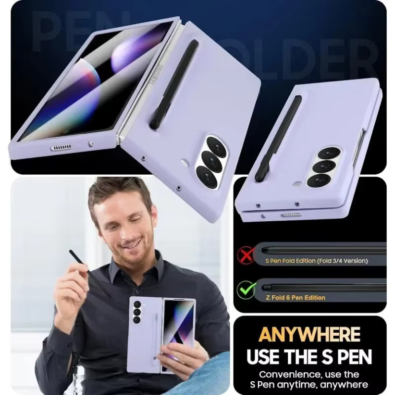 Samsung Penholder Pen Pure Handyhülle mit S Penhalter für Samsung Galaxy Z Fold 7, 6, 5, 4, 3 matte PC-Schutzhülle in Schwarz oder Purple - Bild 2