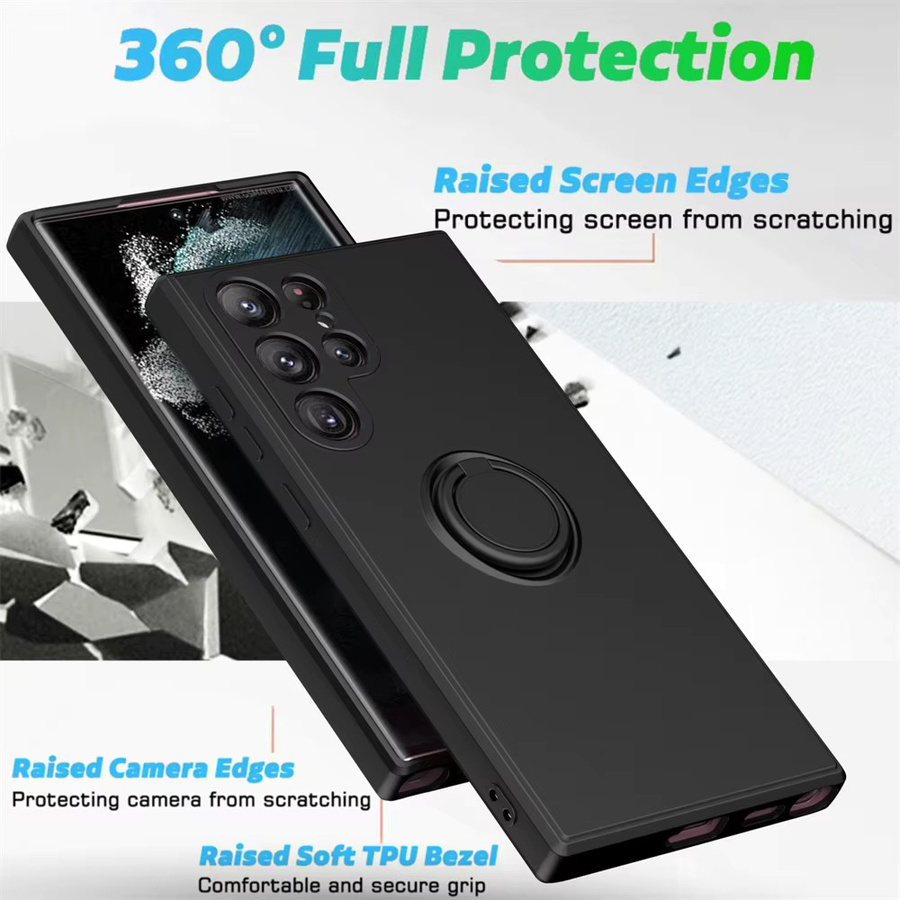 Silikonhülle mit 360-Grad-Fingerring für Samsung Galaxy S23 S24 Ultra Plus S22 S21 S20 FE S10 Plus A32 A52 in Schwarz und Lila - Bild 6