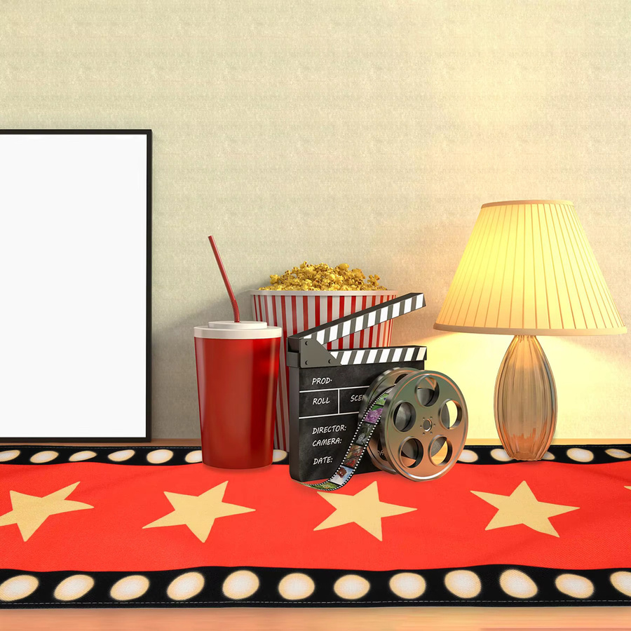 VIKAMA Tischläufer Movie Night mit Goldstern-Design in Rot, B/H: 90 x 33 cm - Bild 2