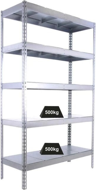 PROREGAL Schwerlastregal Metal Beast Five aus Metall, Farbe Silber, H x B x T: 200 x 210 x 60 cm, 5 Fachböden mit 500 kg Fachlast, verzinkt und pulverbeschichtet - Bild 1