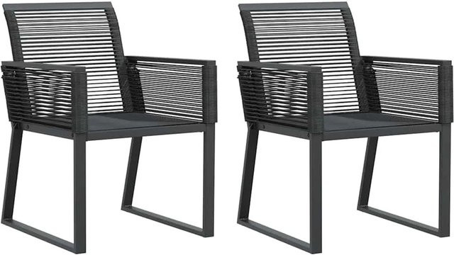 Furnicato Gartenstühle 2er Set aus schwarzem PE-Rattan mit Armlehnen und pulverbeschichtetem Metallgestell - Bild 1