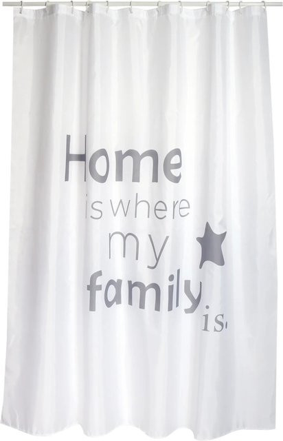 MSV Duschvorhang Home aus Polyester in Weiß-Grau, B: 180 cm, H: 200 cm, wasserdicht und schimmelresistent - Bild 1
