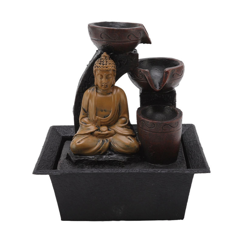 KONNWEI Buddha Wasserfall Dekoration aus Kunstharz mit LED-Beleuchtung in Braun, B/T/H: 13,5 x 18,5 x 22 cm - Bild 7