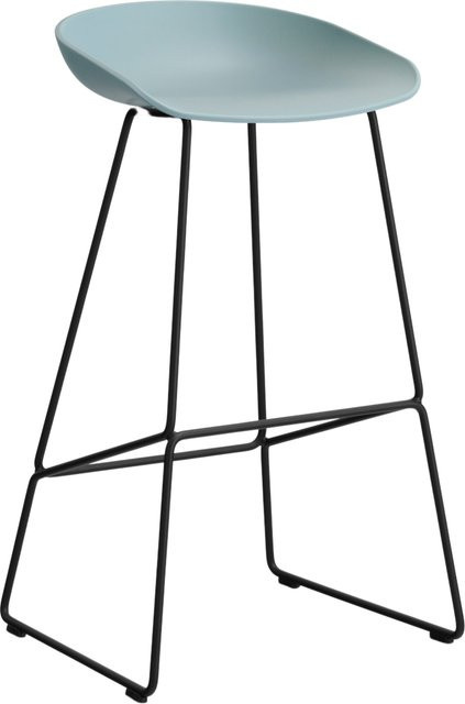 HAY About A Stool AAS 38 Hocker in Blau mit Stahlgestell und Polypropylen-Sitzschale im industriellen Design - Bild 1