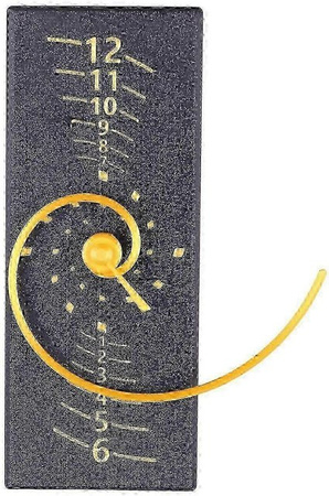 Moderne Rechteckige Wanduhr mit Fibonacci-Spirale in Schwarz, Gold und Weiß