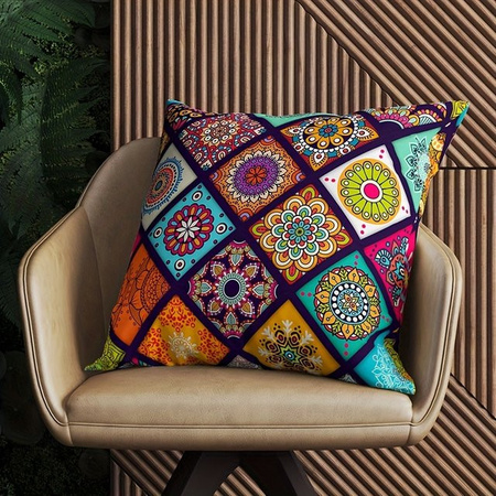 VIKAMA Bohemian Mandala Kissenbezug in Multicolour für Sofa und Schlafzimmer, B/T/H: 45 x 45 x 45 cm