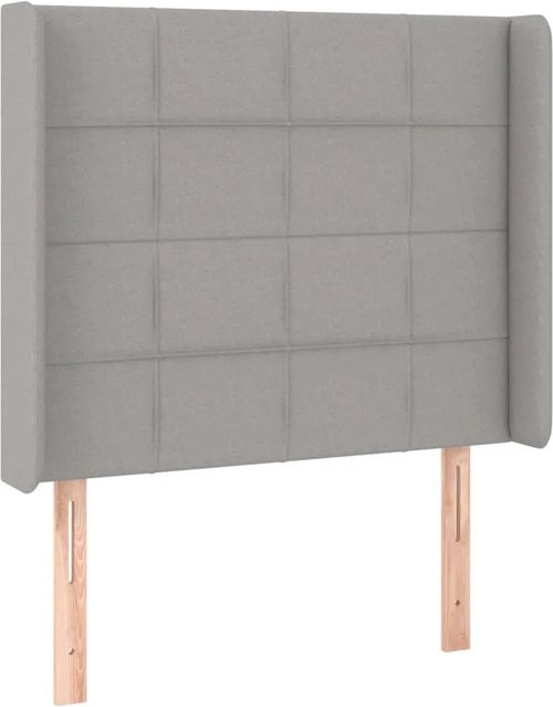 vidaXL LED Kopfteil Hellgrau mit USB-Ladeanschluss und integrierter Beleuchtung, Stoff, B: 103 cm, T: 16 cm, H: 118 bis 128 cm - Bild 1