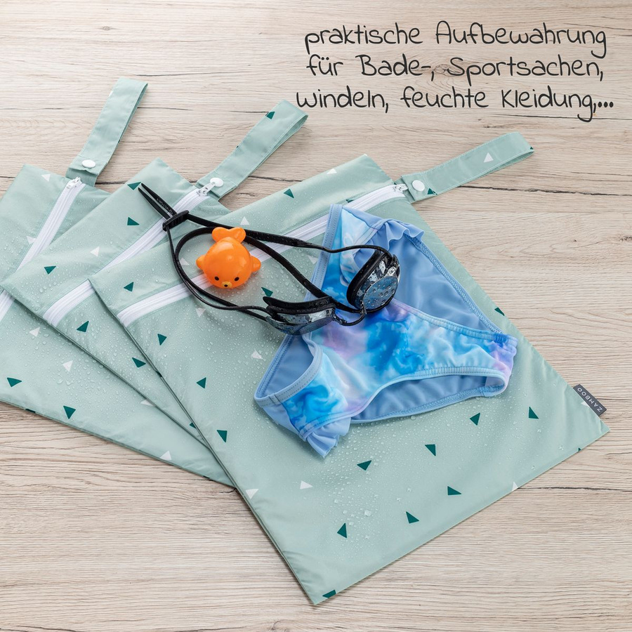 Zamboo Nasstasche und Windeltasche Triangel im 3er Pack, Mintgrün, faltbar und waschbar - Bild 2