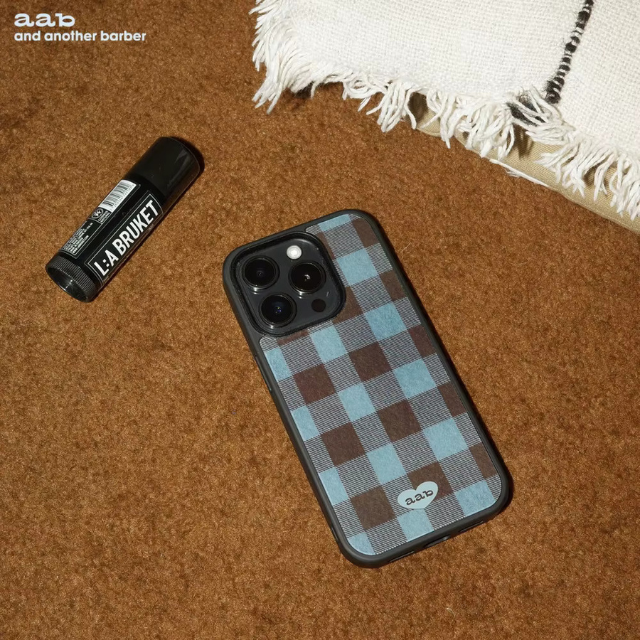 DecoPhone American Retro Shockproof Handyhülle für iPhone 17 16 15 14 Pro Max in Kakaoblau Braun-Blau kariert - Bild 2