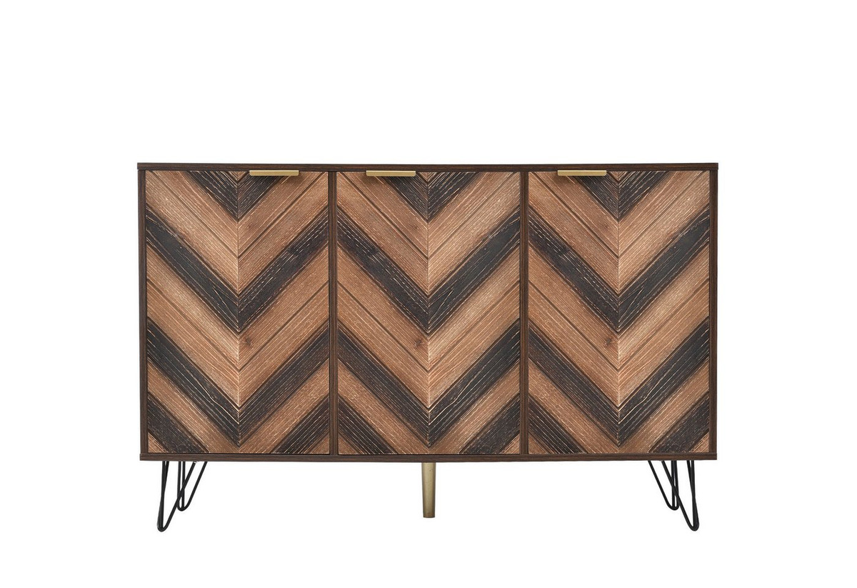 Flieks Sideboard Kommode mit 3 Türen und goldenen Metallgriffen - Bild 1