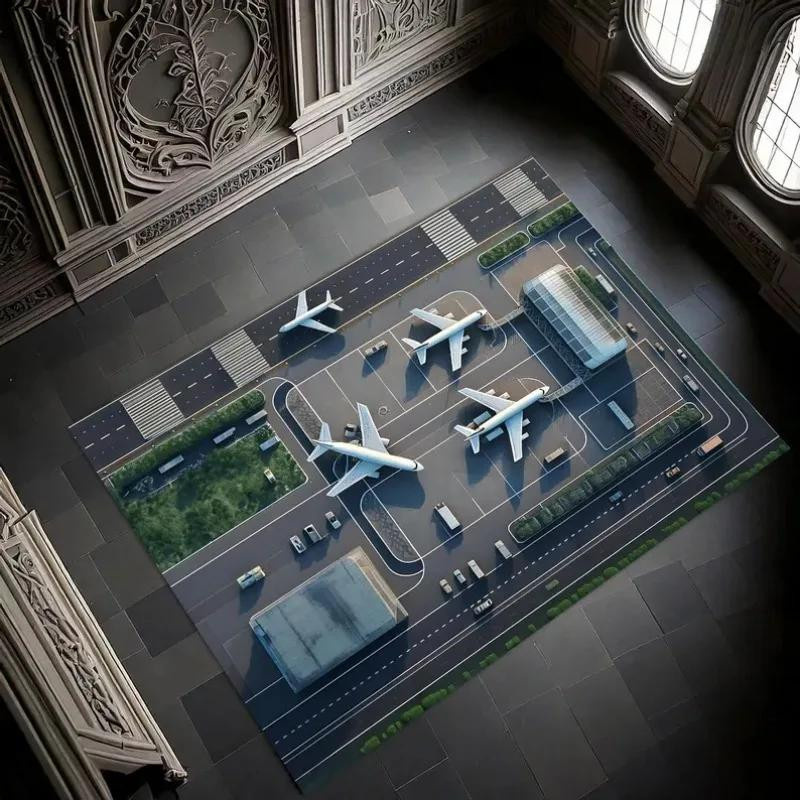 Lodestar Teppich mit Flughafen Terminal und Start- und Landebahn Design, Mehrfarbig, B/T: 80 x 50 cm - Bild 2