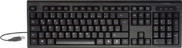 Vivanco USB Full Size Tastatur mit Ziffernblock und PS2 Adapter, Schwarz - Bild 1