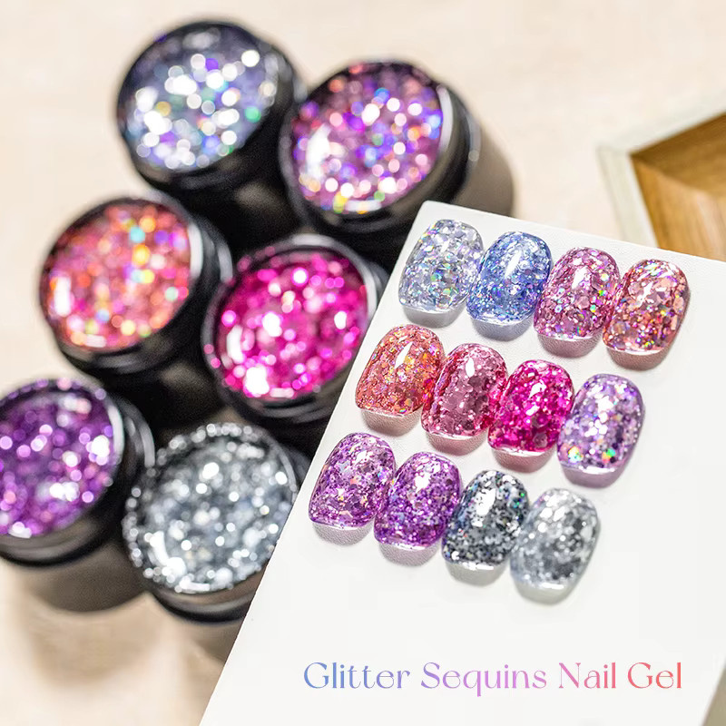 Meet Across Glitzer-Pailletten-Gel-Nagellack, rosa, silberfarben, 8 ml - Bild 2