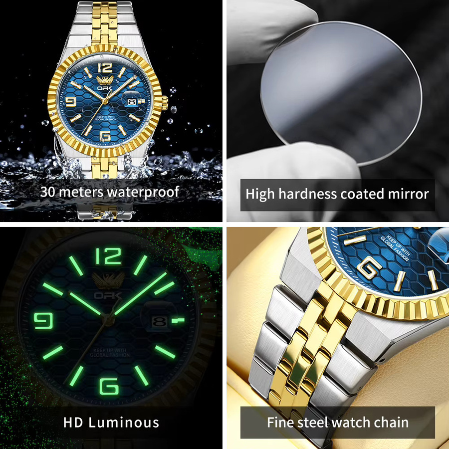 OLEVS Armbanduhr Edelstahl, Automatik, Blau, Herren - Bild 5