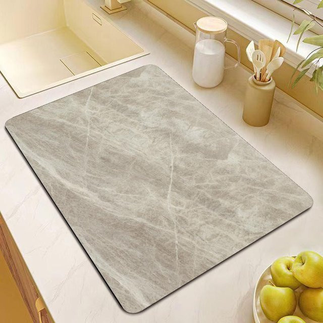 Saugfähige Abtropfmatte für Spüle und Bar von Yiran Furniture, Marmoriertes Design, Farbe: Grau, Breite: 40 cm, Tiefe: 50 cm - Bild 1