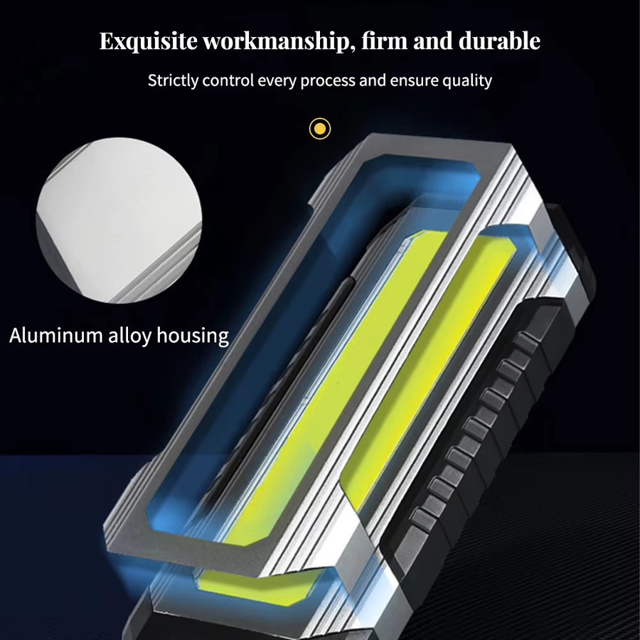 LONGRIVER Multifunktionale LED-Taschenlampe in Schwarz mit USB-wiederaufladbarem Akku, COB-Arbeitsleuchte mit Magnet für Outdoor und Arbeit - Bild 4