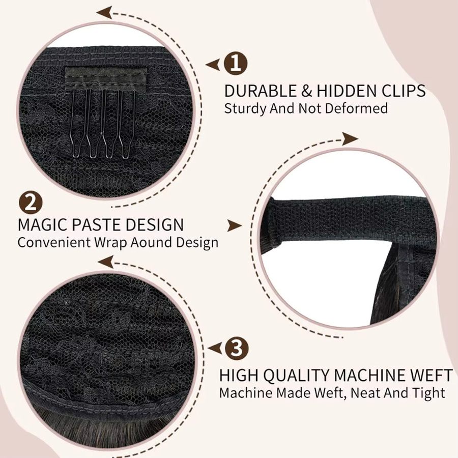 xbeauty Haarteil Clip-in, 100% Remy Haar, lange gerade, Schwarz #1, Damen - Bild 3