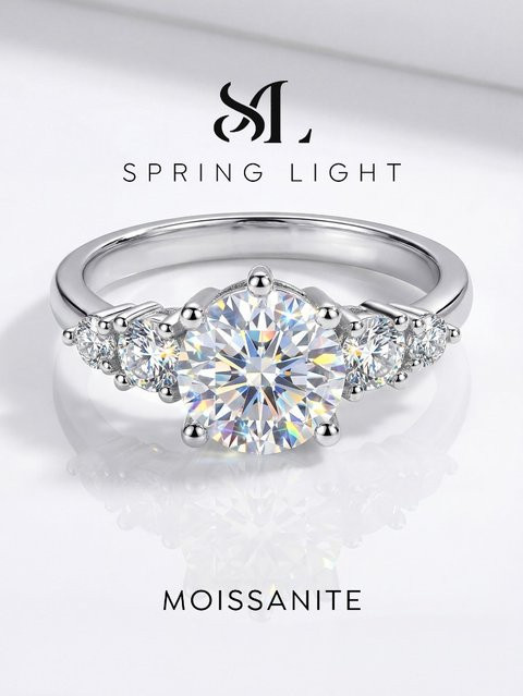 Verlobungsring 925 Silber, Moissanit-Diamant, Damen - Bild 1