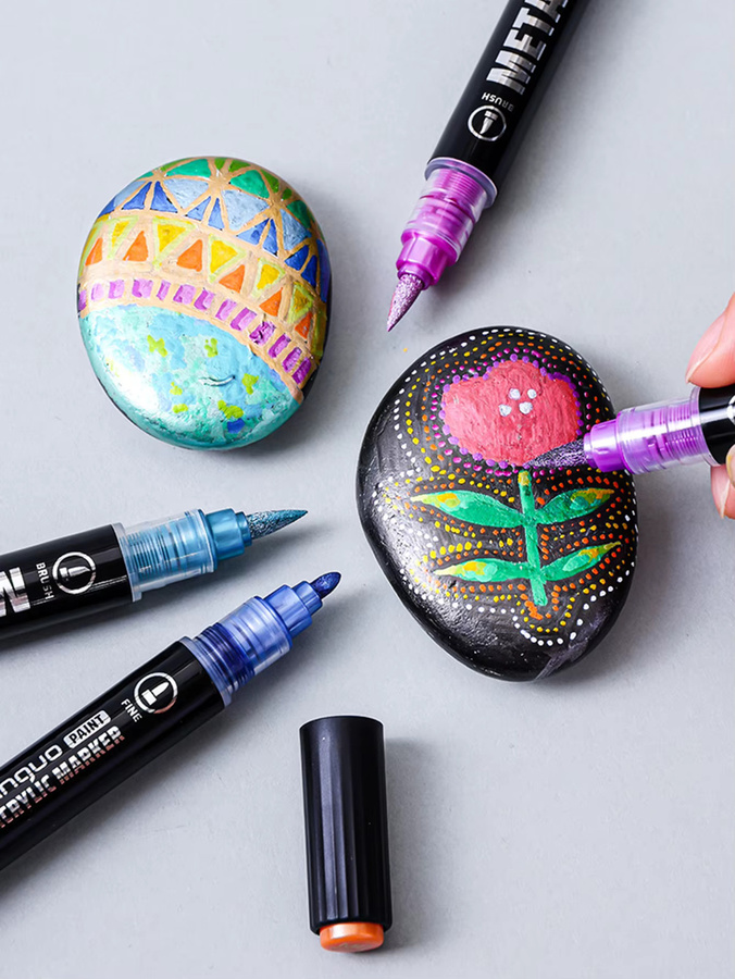 Languo Metallic Acryl Marker Set M750 mit Dual Tip und Brush Spitze in Multicolour für DIY Graffiti und Schule - Bild 6