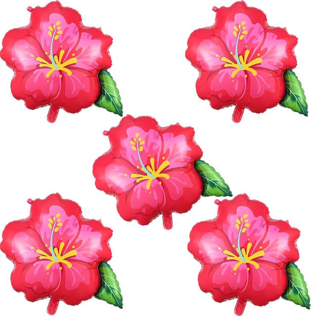 Hawaiianische Party-Dekoration mit Hibiskus-Blumen und tropischen Luftballons für Geburtstag, Hochzeit oder Strandpartys - Bild 1