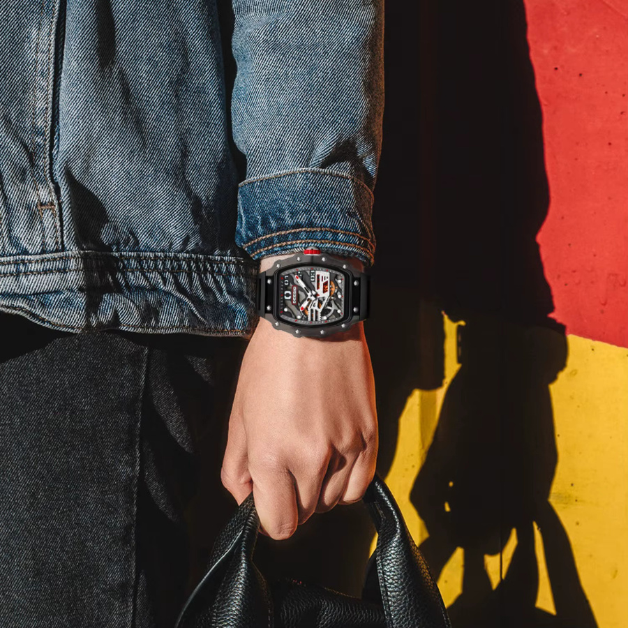 Deesio Armbanduhr, Automatik, Edelstahl, Tonneau, Datum, Herren - Bild 3