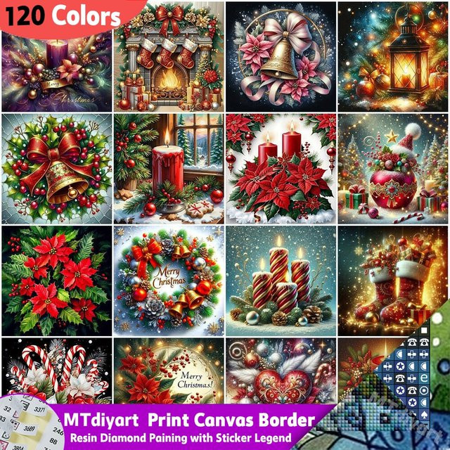 MTdiyart Diamond Painting Set Weihnachts-Motive mit 120 Farben für Wanddekoration, Multicolor - Bild 1