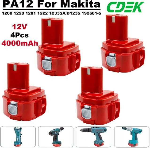 5er-Set Makita PA12 Akkus 12 V 4000 mAh Ni-Mh in Rot für Elektrowerkzeuge - Bild 1