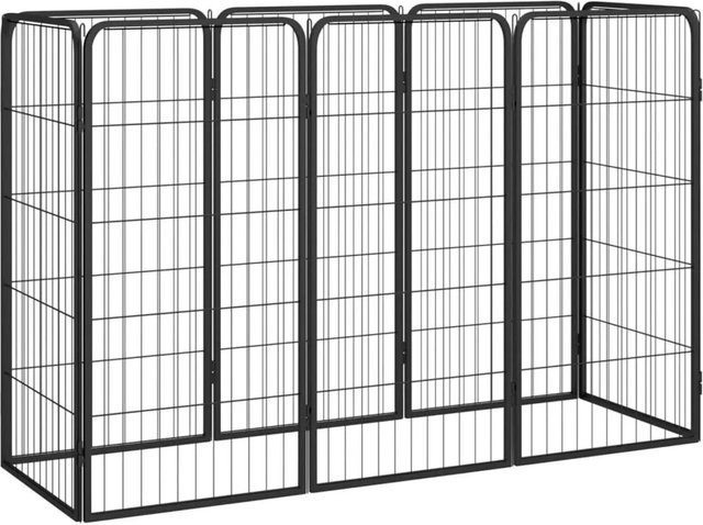vidaXL Hundelaufstall 8-teilig aus Stahl, Schwarz matt, B/H: 100 x 50 cm - Bild 1