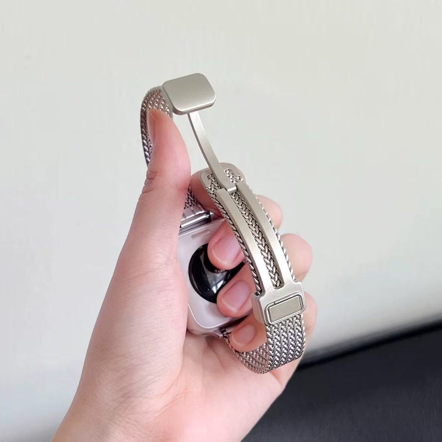 CAOWTAN Uhrenarmband Edelstahl, Silber, Magnetische Faltschließe, Unisex - Bild 3