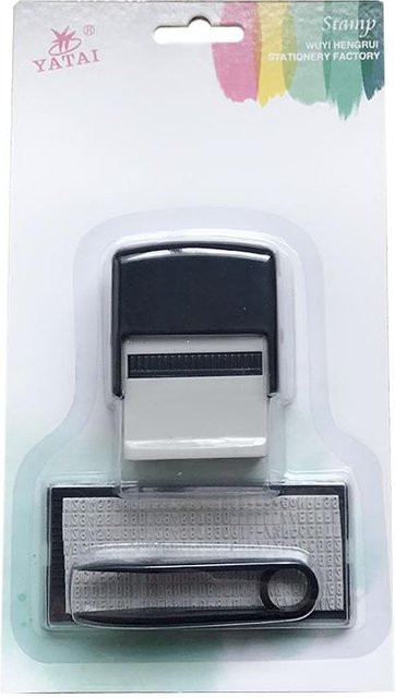 Individuelles Stempelset zum Selbermachen aus Kunststoff und Gummi für Geschäftsadresse, Namen oder Nummern in Schwarz, Blau, Rot und Weiß - Bild 1
