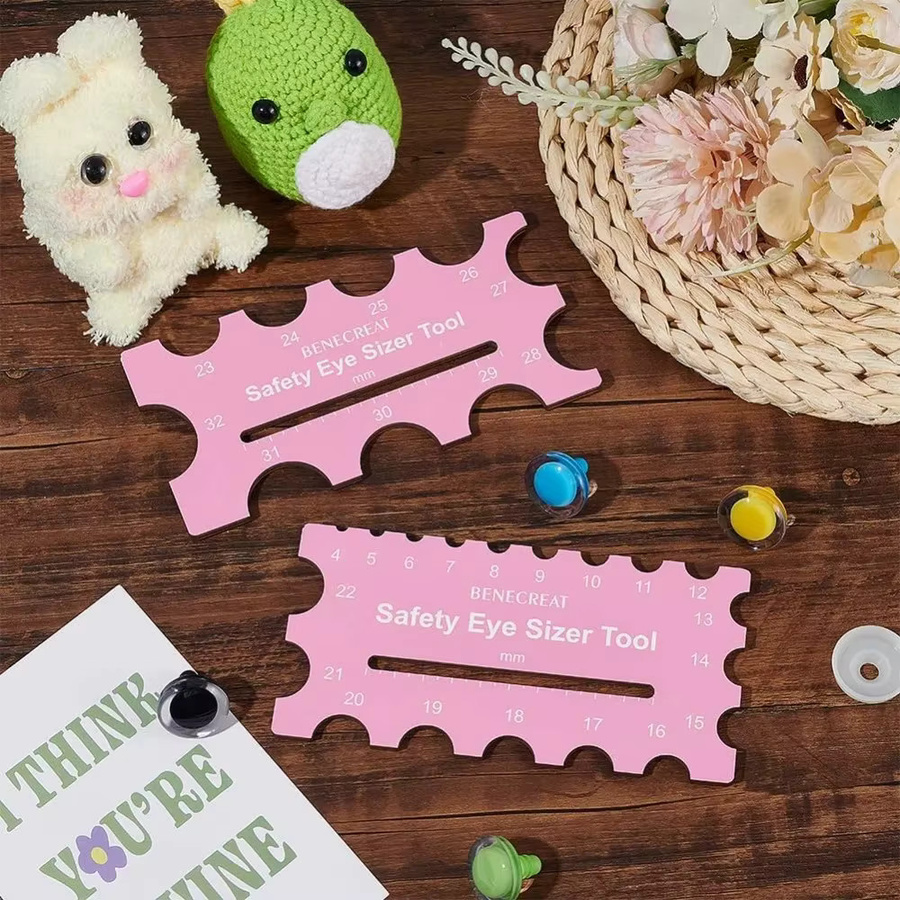 2er-Set Holz Augen-Sizer Werkzeug für Plüschbären in Rosa, Messlineal zur Augeninstallation für Häkelarbeiten und Handwerk, 4 bis 32 mm - Bild 4